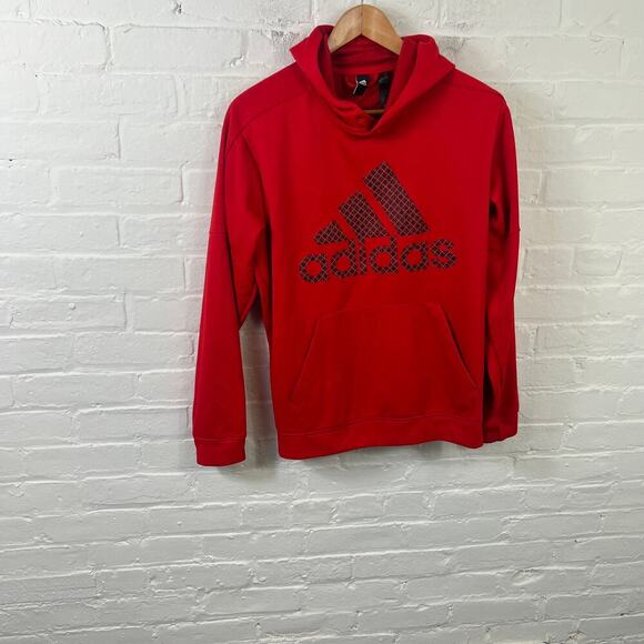 Adidas Men's Pullover Sweatshirt Hoodie Long Sleeve Solid Red Size Large - Picture 1 of 5